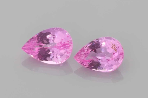 Pear Shape Pink Sapphire Gemstone – Medium Light – 1.73 Carat, Matched Pair