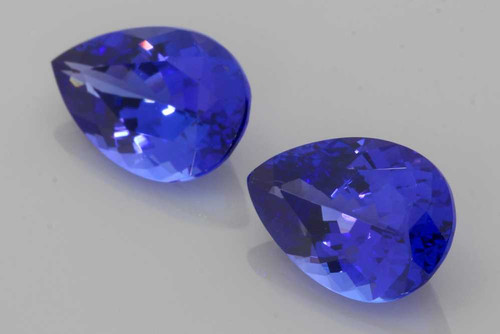 Pear Shape Tanzanite Gemstone – 8.07 Carat, Vivid Intense Blue, Matched Pair