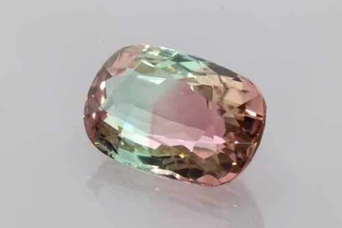 14.21 Carat Rectangular Cushion Bicolor Tourmaline Gemstone, Multi Colour