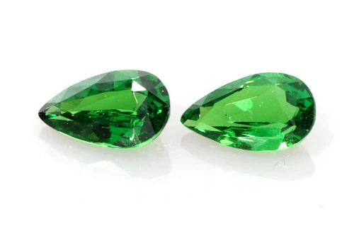 2.15 Carat Pear Shape Tsavorite Gemstone, Vivid Intense Green, Unheated, Matched Pair