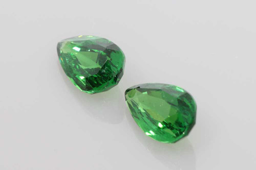 2.15 Carat Pear Shape Tsavorite Gemstone, Vivid Intense Green, Unheated, Matched Pair