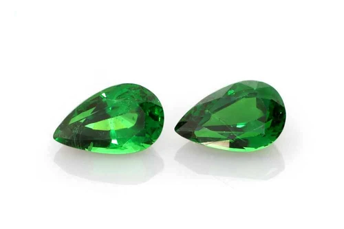 Pear Shape Tsavorite Gemstone – 3.11 Carat, Vivid Intense Green, Unheated, Matched Pair