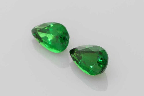 Pear Shape Tsavorite Gemstone – 3.11 Carat, Vivid Intense Green, Unheated, Matched Pair