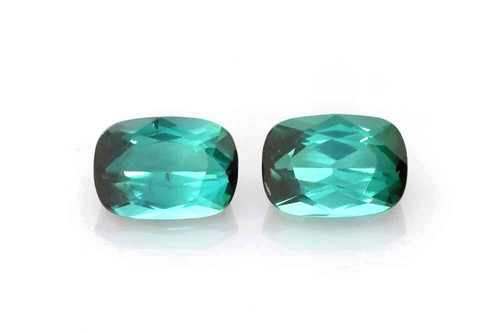 1.98 Carat Rectangular Cushion Indicolite Blue Tourmaline Gemstone, Vivid Intense Blue-Teal, Matched Pair