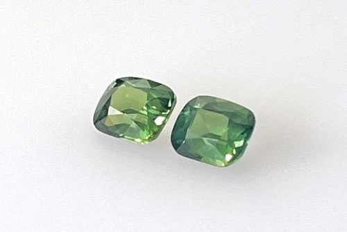 Rectangular Cushion Green Sapphire Gemstone, 1.54 Carat – Vivid Intense, Matched Pair