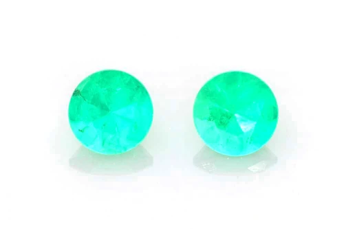 0.45 Carat Round Emerald Gemstone – Medium Intense Green, Matched Pair