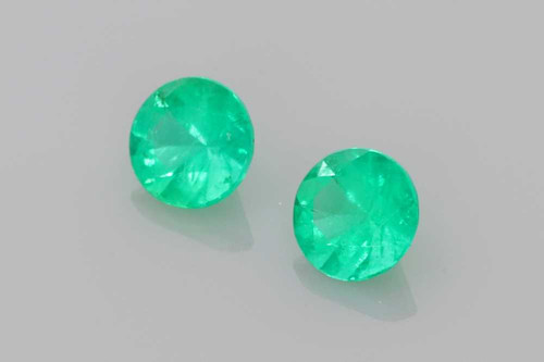 0.45 Carat Round Emerald Gemstone – Medium Intense Green, Matched Pair