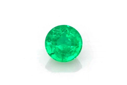 Round Emerald Gemstone 0.45 Carat Vivid Intense