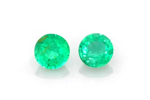 0.62 Carat Round Emerald Gemstone – Medium Intense Green, Matched Pair