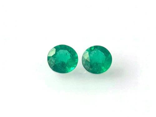 0.67 Carat Round Emerald Gemstone – Vivid Rich Green, Matched Pair