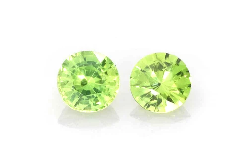 Round Green Sapphire Gemstone – 1.17 Carat – Medium Intense, Matched Pair