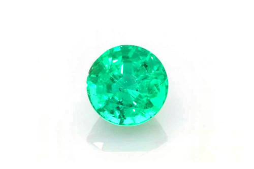 Round Emerald Gemstone 0.69 Carat Vivid Intense