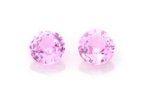 Vivid Intense Round Pink Sapphire Gemstone – 1.29 Carat, Matched Pair