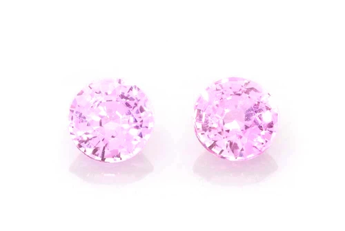 1.27 Carat Round Pink Sapphire Gemstone, Vivid Intense, Matched Pair