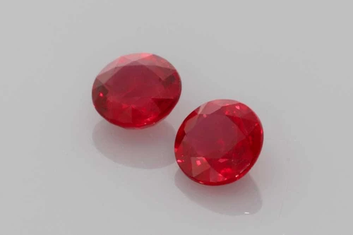 Round Ruby Gemstone – Vivid Intense Red – 1.48 Carat, Matched Pair