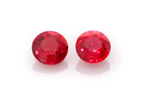 Vivid Intense Red Round Ruby Gemstone – 1.38 Carat, Matched Pair