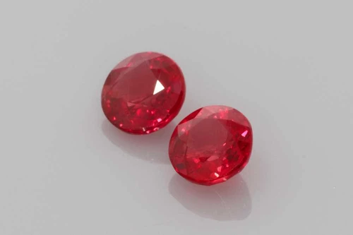 Vivid Intense Red Round Ruby Gemstone – 1.38 Carat, Matched Pair
