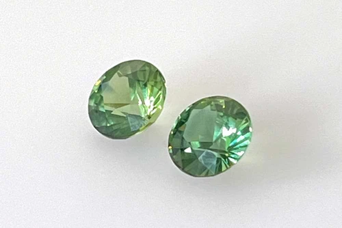 Round Green Sapphire Gemstone – 2.36 Carat – Medium Intense, Matched Pair