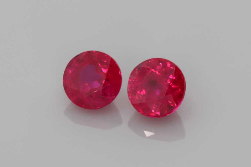 0.72 Carat Round Ruby Gemstone – Vivid Intense Red, Matched Pair