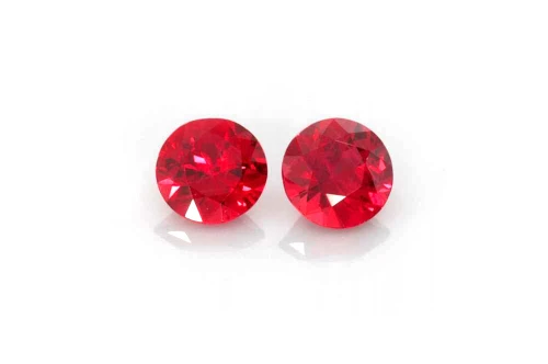 Vivid Intense Red Round Ruby Gemstone – 0.59 Carat, Matched Pair