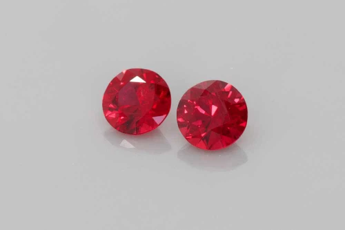 Vivid Intense Red Round Ruby Gemstone – 0.59 Carat, Matched Pair