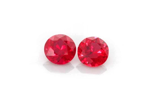 Round Ruby Gemstone – 0.61 Carat, Vivid Intense Red, Matched Pair