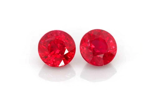 1.5 Carat Round Ruby Gemstone – Vivid Intense Red, Matched Pair