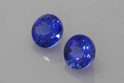 Round Tanzanite Gemstone, 4.57 Carat – Vivid Intense Blue, Matched Pair