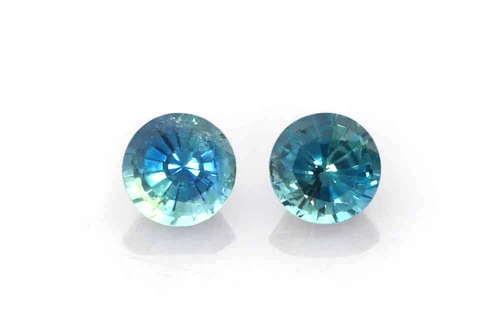 Round Teal Sapphire Gemstone, 0.7 Carat – Vivid Intense Green-Teal, Matched Pair