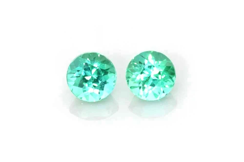 Round Teal Tourmaline Gemstone – Vivid Intense Green-Teal – 0.62 Carat, Matched Pair