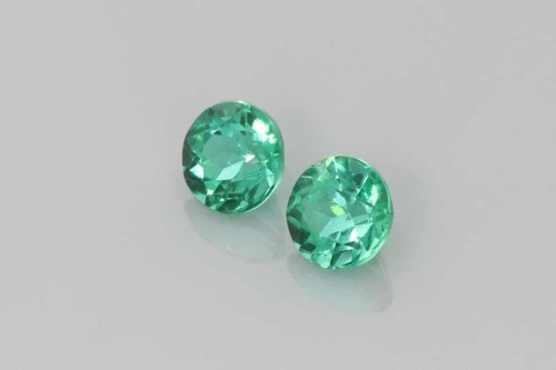 Round Teal Tourmaline Gemstone – Vivid Intense Green-Teal – 0.62 Carat, Matched Pair