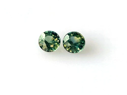 Round Teal Sapphire Gemstone, 2.32 Carat – Vivid Intense Green-Teal, Unheated, Matched Pair