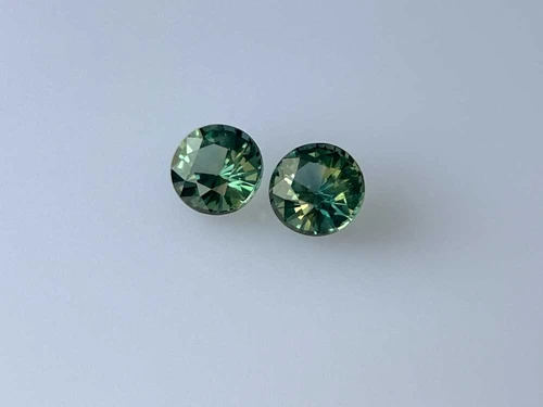 Round Teal Sapphire Gemstone, 2.32 Carat – Vivid Intense Green-Teal, Unheated, Matched Pair