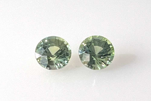 Round Teal Sapphire Gemstone – 1.58 Carat – Medium Light Green-Teal, Matched Pair
