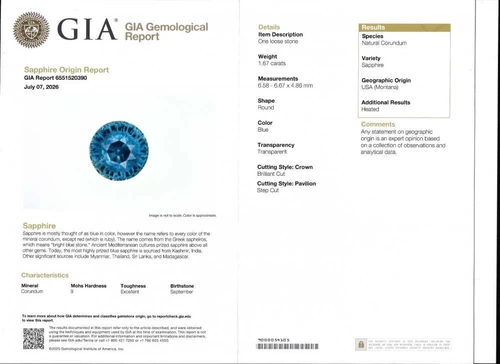 1.67 Carat Round Teal Sapphire Gemstone, Vivid Intense Blue-Teal, GIA Certified