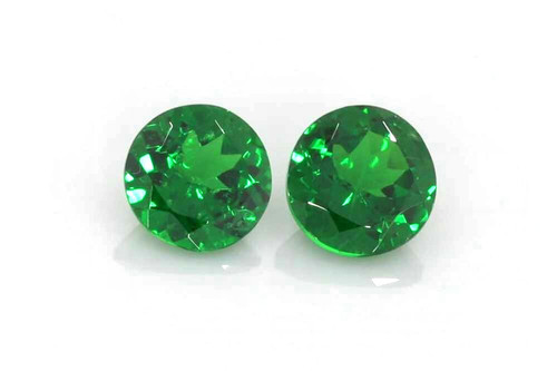 Vivid Intense Green Round Tsavorite Gemstone – 1.81 Carat, Unheated, Matched Pair