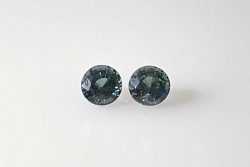 0.7 Carat Round Teal Sapphire Gemstone – Medium Intense Green-Teal, Matched Pair