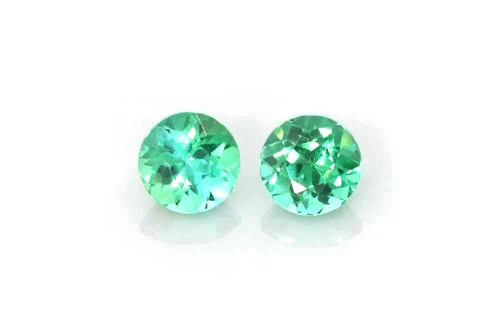 Vivid Intense Green-Teal Round Teal Tourmaline Gemstone – 0.57 Carat, Matched Pair