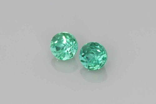 0.31 Carat Round Teal Tourmaline Gemstone, Vivid Intense Green-Teal, Matched Pair