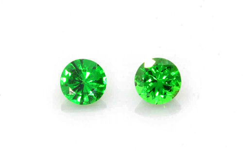 0.78 Carat Round Tsavorite Gemstone – Vivid Intense Green, Unheated, Matched Pair