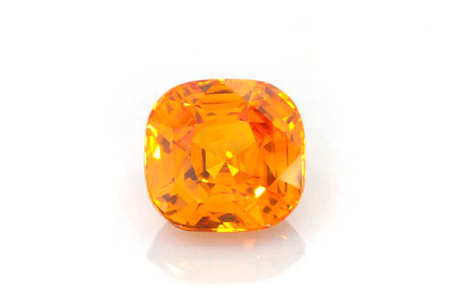 5.51 Carat Square Cushion Orange Sapphire Gemstone, Vivid Rich, GIA Certified