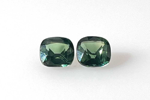 2.03 Carat Square Cushion Teal Sapphire Gemstone – Vivid Intense Green-Teal, Matched Pair