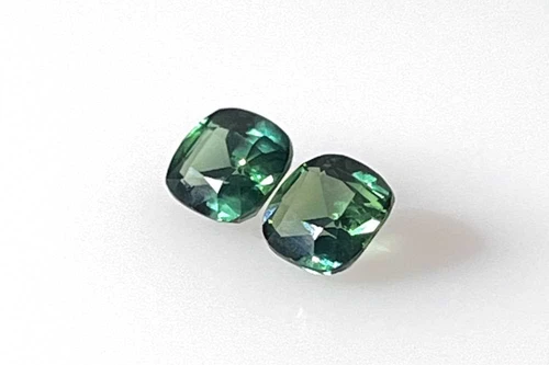 2.03 Carat Square Cushion Teal Sapphire Gemstone – Vivid Intense Green-Teal, Matched Pair