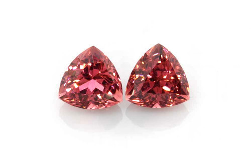 Trillion Pink Tourmaline Gemstone – 12.81 Carat, Medium Light, Matched Pair