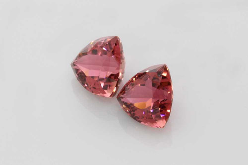 Trillion Pink Tourmaline Gemstone – 12.81 Carat, Medium Light, Matched Pair