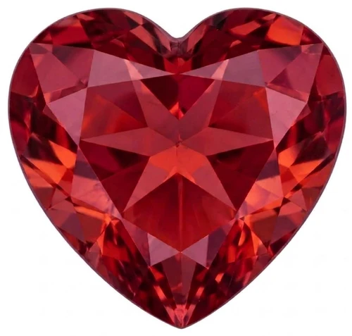 Chatham Lab Created Intense Orangish Red Padparadscha Sapphire Gemstone – Heart Cut – GEM Grade