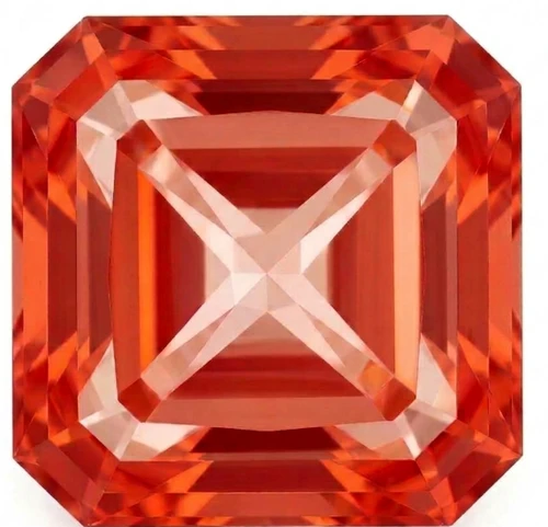 Chatham Lab Created Intense Orangish Red Padparadscha Sapphire Gemstone – Square Radiant Cut – GEM Grade