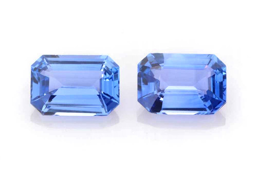 Octagon Cut Blue Sapphire Gemstone – 2.03 Carat – Medium Light, Matched Pair