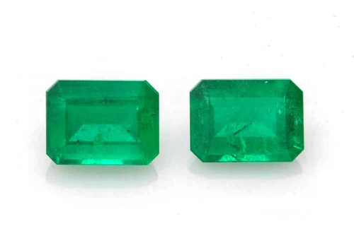 2.85 Carat Octagon Cut Emerald Gemstone – Vivid Intense Green, Matched Pair
