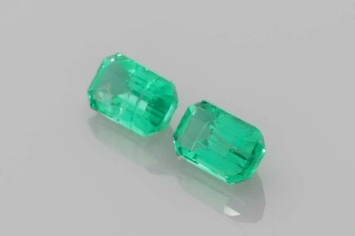 0.72 Carat Octagon Cut Emerald Gemstone, Medium Intense Green, Matched Pair